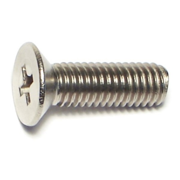 Midwest Fastener M5-0.80 x 16 mm Phillips Flat Machine Screw, Plain Stainless Steel, 15 PK 69551